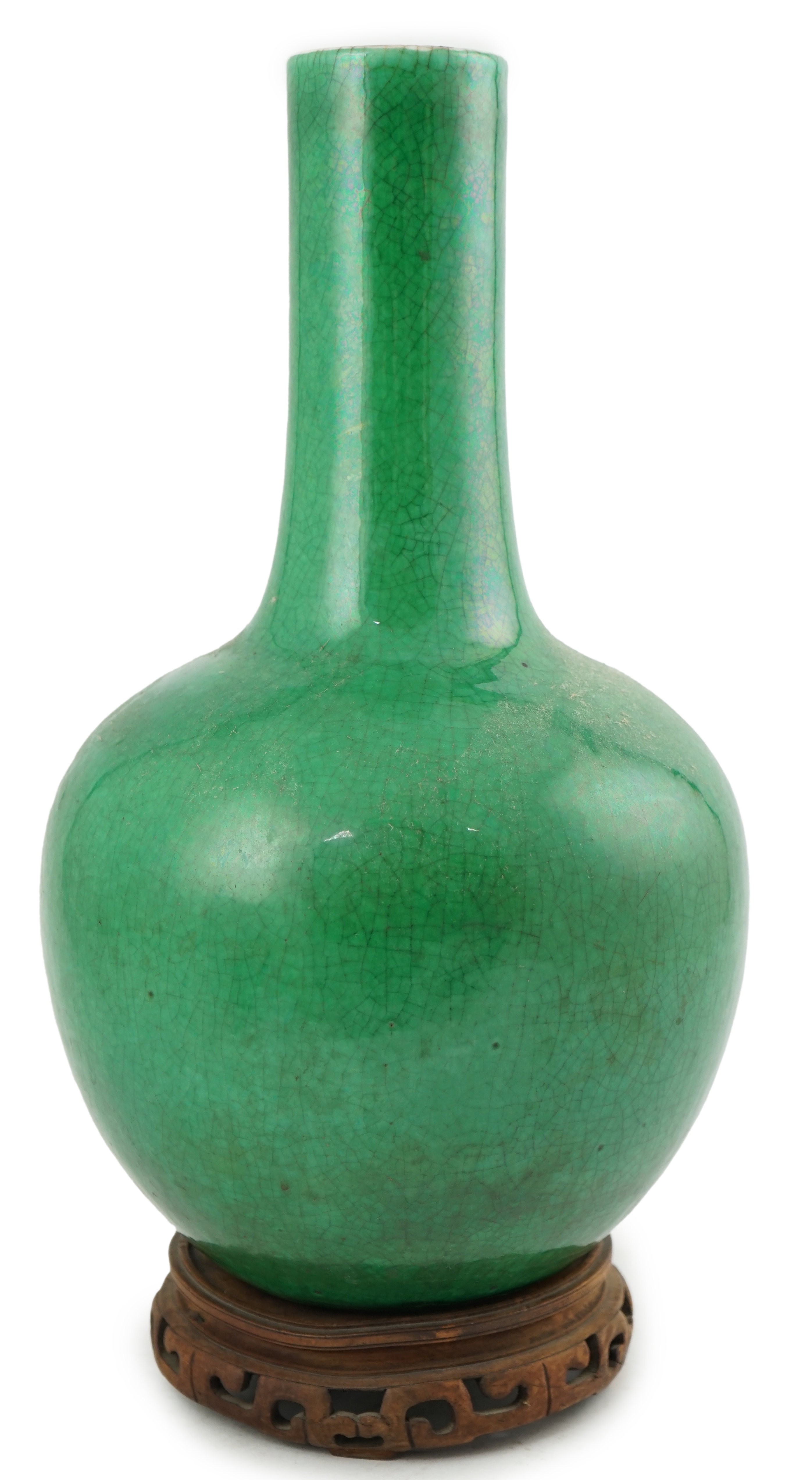 A Chinese green crackle glazed bottle vase, 19th century